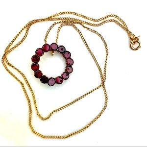 Antique Victorian Flat Cut Garnet Necklace